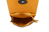 Mustard Flap Over Messenger Bag With Metal Clasp