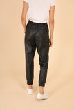 Black Pu Leather Joggers with cuff bottom