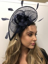 Navy Fascinator with Feathers
