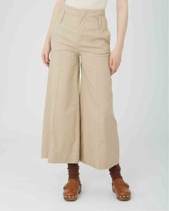 Cropped Flare Beige Trouser