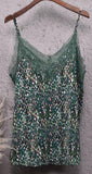 Green lace vest cami top