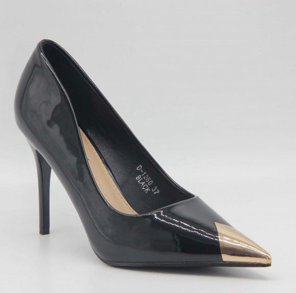Black Heel With Gold Toe