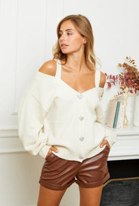 Cream Fine Knit Jumper with Button detail