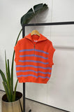 Orange lilac stripe sleeveless knit