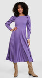 Closet London Purple Pleated Dobby Midi Dress