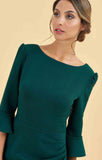 Green ODELLE 3/4 Fluted Sleeve Pencil Dress
