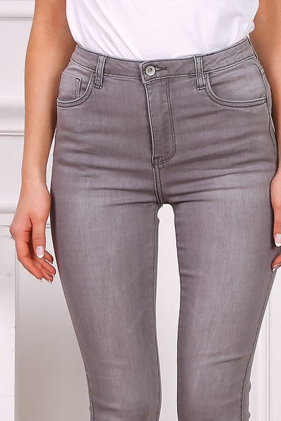 Light Grey High Waisted Skinny Jeans – L's Boutique Magherafelt