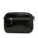 Glossy Black genuine leather messenger bag