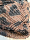 Super Waffle Brown/black leopard print scarf
