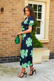 Lillian Sweetheart Midi Dress Green Floral