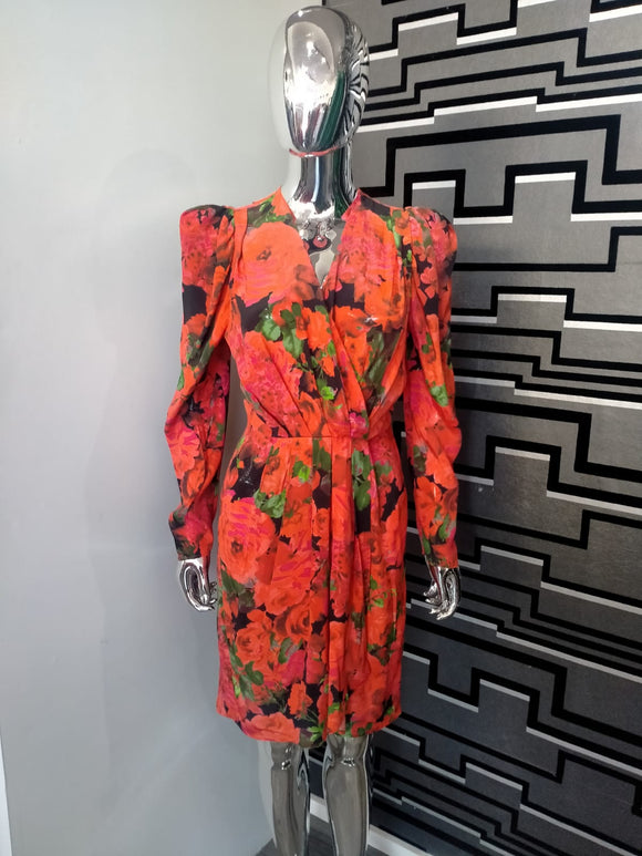 Go Maye Red Flowered wrap Dress