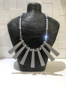 Silver Bar Statement Necklace