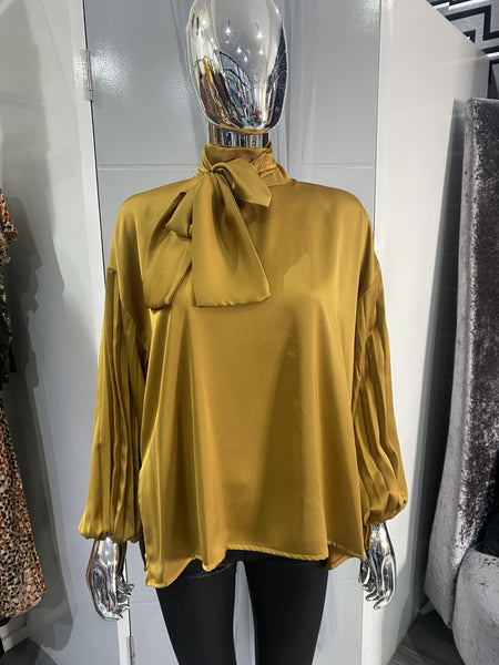 mustard high neck blouse